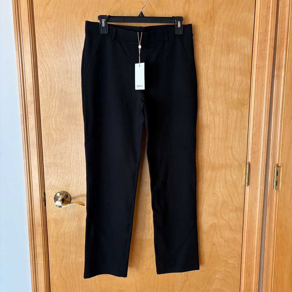 Quince Ultra-Stretch Ponte Straight Leg Pants Womens M Black LB24721-DKBIZ01